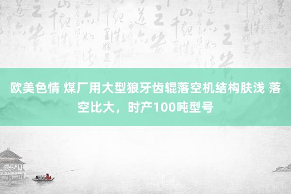 欧美色情 煤厂用大型狼牙齿辊落空机结构肤浅 落空比大，时产100吨型号