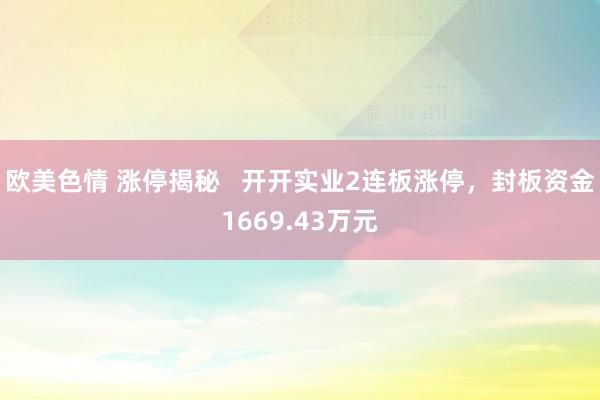 欧美色情 涨停揭秘   开开实业2连板涨停，封板资金1669.43万元