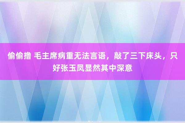 偷偷撸 毛主席病重无法言语，敲了三下床头，只好张玉凤显然其中深意