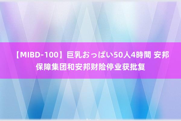 【MIBD-100】巨乳おっぱい50人4時間 安邦保障集团和安邦财险停业获批复