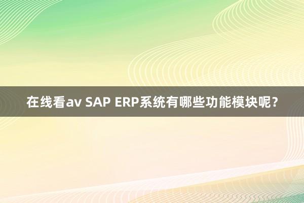 在线看av SAP ERP系统有哪些功能模块呢？