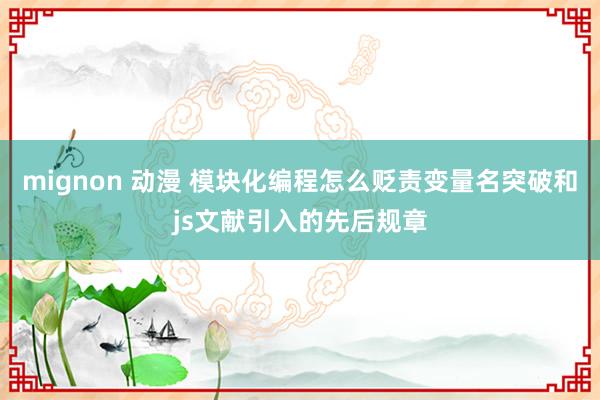 mignon 动漫 模块化编程怎么贬责变量名突破和js文献引入的先后规章