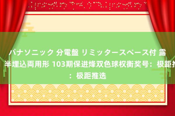 パナソニック 分電盤 リミッタースペース付 露出・半埋込両用形 103期保进烽双色球权衡奖号：极距推选